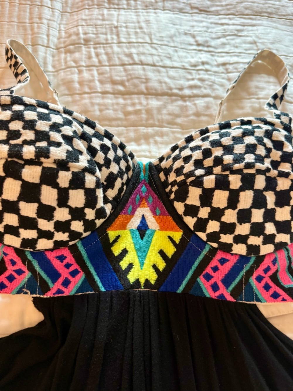 Mara Hoffman Embroidered Cutout Maxi Dress Black Multicolor Bustier Size Medium - Picture 9 of 11
